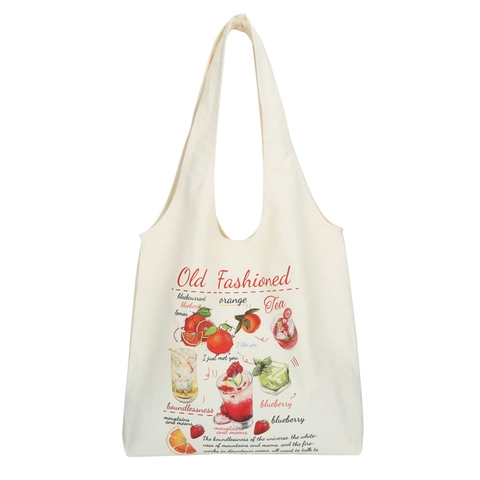 Canvas Tote Bag Large Capacity Vintage Printed Shoulder Handbag Women Aesthetic Cute Shopping School Travel Daily Eco Friendly