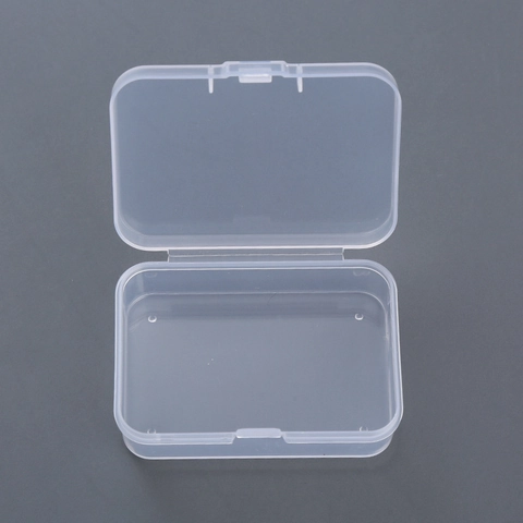 Rectangular Plastic Storage Box Mini Transparent Flip Top For Jewelry Nail Art Crafts Desktop Organizer Portable