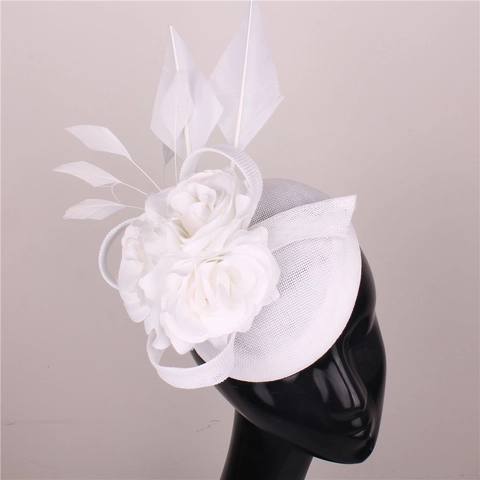Fascinator Hat Sinamay Mesh Feather Flower For Wedding Party Retro Women Elegant Banquet Headwear