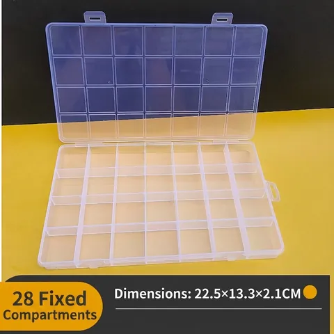 28 Fächer Transparente PP-Kunststoff-Aufbewahrungsbox Feste Fächer Organizer Für Schmuck Perlen Hardware Handwerk Minimalistisch