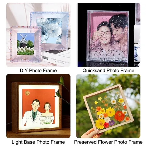 Photo Frame Silicone Mold For Resin Casting Square Rectangular Shapes Beads Border Design Mirror Surface Crafting Tool