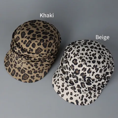 Casquette Gavroche Imprimé Léopard Pour Femme En Polyester Plissé Rétro Élégant Chapeau
