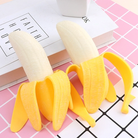 Simulation Peeled Banana Squeeze Toy Slow Rebound TPR Stress Relief Fruit Sensory Novelty For Kids And Adults