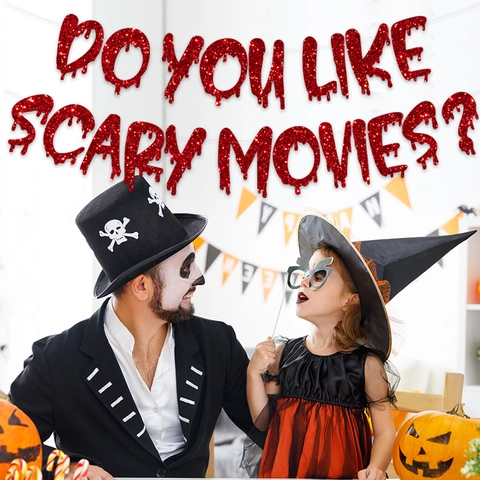 Halloween Banner Roter Glitzer Blutiger Buchstabengirlande Horrorfilm Thema Party Dekoration Innen Wandbehang