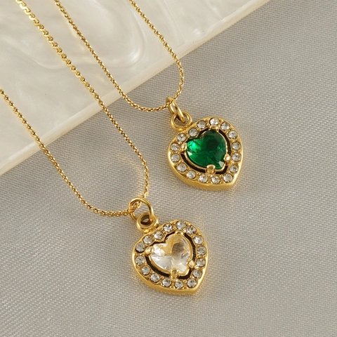Collar Con Colgante De Corazón De Acero Inoxidable Con Circonita Elegante Cadena De Clavícula De Lujo Minimalista Para Mujer