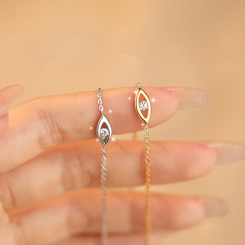 Bracciale Occhio del Diavolo in Argento Sterling 925 per Donna Minimalista in Zirconia Intarsiata Catena Regolabile Placcata Oro Argento Gioielli Regalo