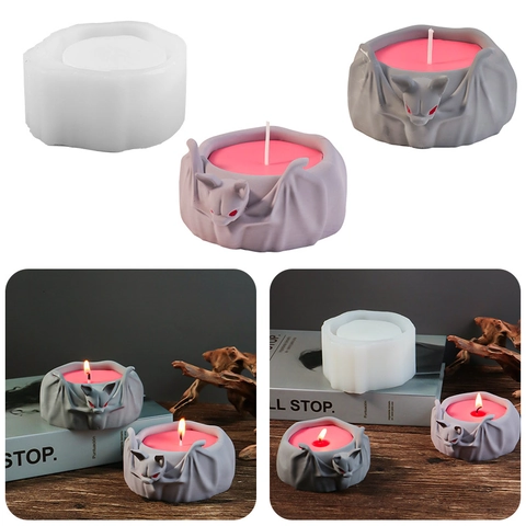 Fledermaus Kerzenhalter Silikonform DIY Epoxidharz Gips Aromatherapie Kerzenbecher Gotik Halloween Bastelwerkzeug