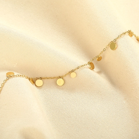 Bracciale Minimalista In Acciaio Inossidabile Placcato Oro Pendente Disco Rotondo Catena Per Donna Gioielli Moda