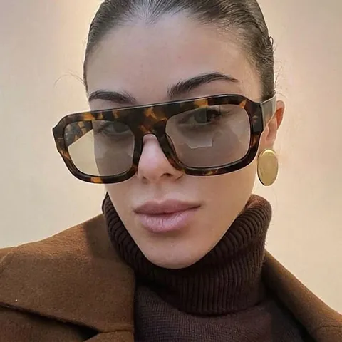 Retro Übergroße Quadratische Sonnenbrille Mit Metallscharnieren UV400 Schutz Vintage Mode Brille Für Damen Herren