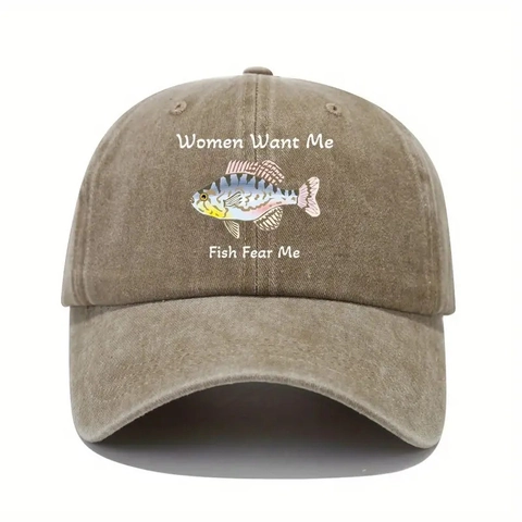 Baseballkappe Aus Waschbaumwolle Anglerhut Women Want Me Fish Fear Me Outdoor Vintage Verstellbar Herren Damen