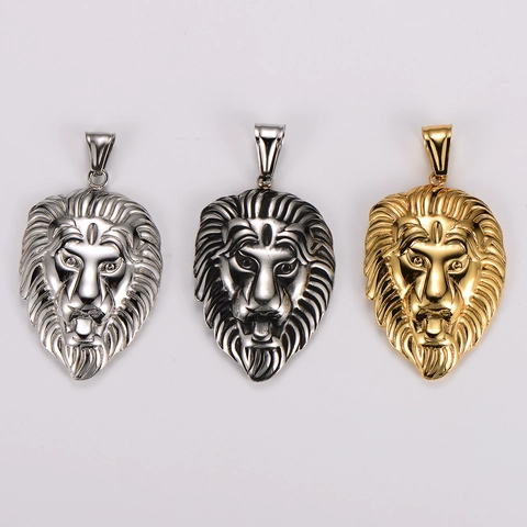 Collar Con Colgante De Cabeza De León De Acero Inoxidable 304 Retro Hip Hop Punk Joyería Para Hombres Con Cadena