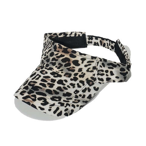 Chapeau De Soleil Ouvert Imprimé Léopard En Polyester Réglable Protection UV Visière De Plage Extérieure Pour Femmes