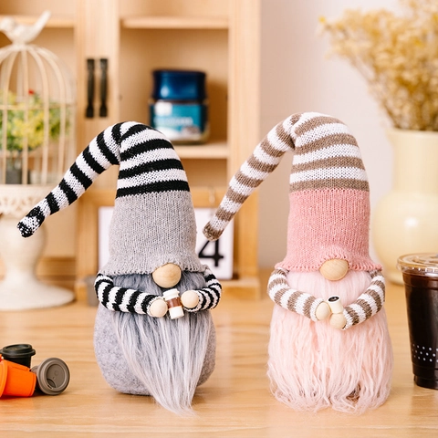 Weihnachtsgnom Plüschfiguren Kaffeetasse Gestreifte Gestrickte Gesichtlose Puppe Rudolf Tischdeko