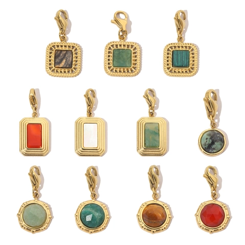 Geometrische Naturstein Anhänger Edelstahl Hummerverschluss DIY Schmuckherstellung Zubehör Vintage Charms Damen