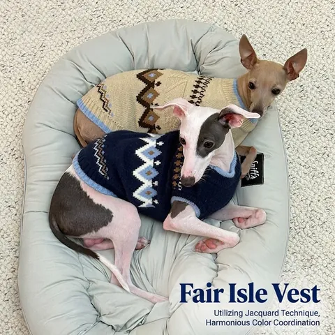Gilet Pull Tricoté Pour Chien Motif Géométrique Rétro Fair Isle Chaud Automne Hiver Pour Petits Chiens Chats Chiot