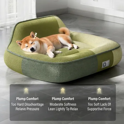 Huisdierbed Sofa Hond Kat Nest Met Nekbeschermer Rugleuning PP Katoen Vulling Alle Seizoenen Patchwork Gebreid Pluche Warm