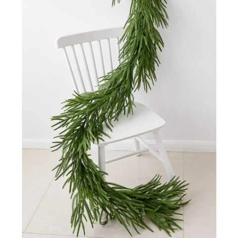 Artificial Norfolk Pine Garland PE Greenery Realistic Christmas Decor For Mantle Fireplace Staircase Banister Holiday Winter Atmosphere