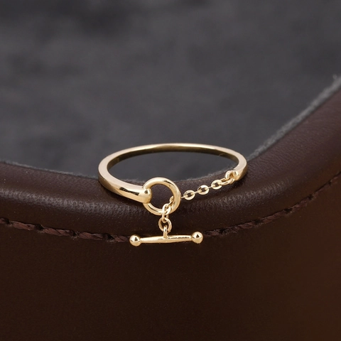 925 Sterling Silber Toggle Verschluss Kette Verstellbarer Ring Für Damen Minimalistisches Nischen Design Modeschmuck