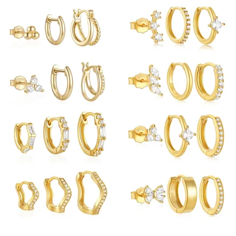 925 Sterling Zilveren Oorbel Voor Dames Verguld Zirconia Hoop Stud Geometrische Oorbel Sieraden Strik Twist Patroon Accessoire