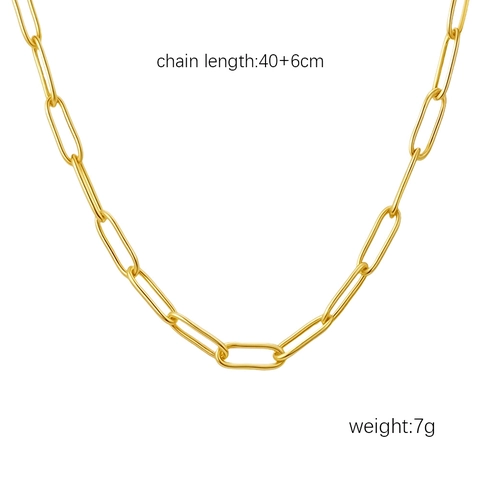 Minimalist 18K Gold Plated Stainless Steel Chain Necklace For Women Geometric Oval Link Paperclip Choker Trendy Jewelry
