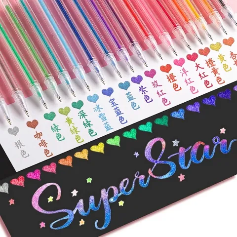 Glitter Gel Pens Sparkle Colored Ink 1.0mm Bullet Tip For Journaling Scrapbooking DIY Drawing Art Supplies Student