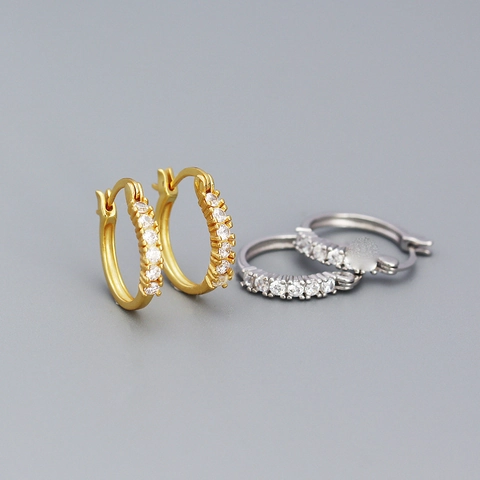 Orecchini A Cerchio In Argento Sterling 925 Zirconia Cubica Scintillante Gioielli Minimalisti Per Donna Stile Elegante