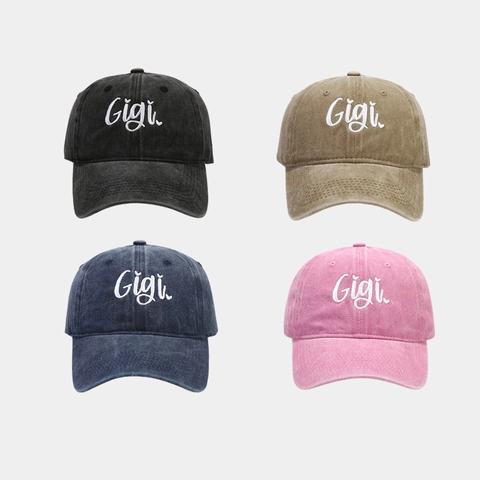 Gorra De Béisbol De Algodón Lavado Bordado De Letras Gigi Distressed Vintage Ajustable Para Hombres Mujeres
