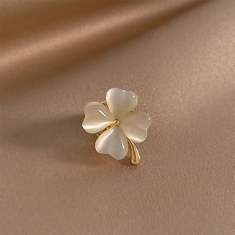 Exquise Petite Broche en Alliage avec Strass pour Femmes Mode Nœud Chat Trèfle à Quatre Feuilles Fleur Boucle de Fixation Bijoux