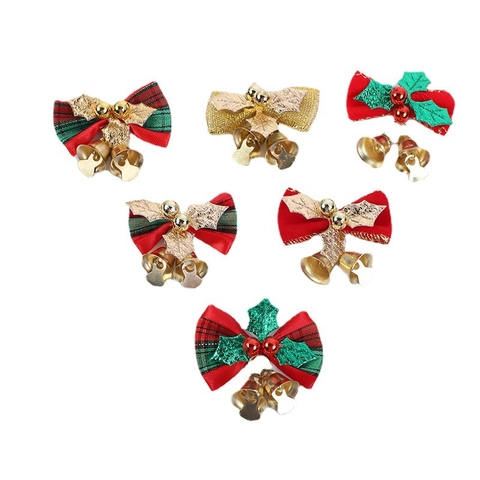 Fiocchi Di Natale Ornamenti Con Campanellini In Metallo Foglie Di Agrifoglio Nastro Fiocchi Decorazioni Appese Festive Albero Natale