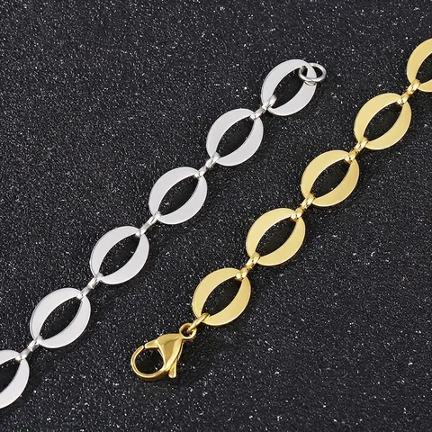 Collar De Cadena De Eslabones Ovalados De Acero Inoxidable Joyas De Moda Para Mujer Con Cierre De Langosta Geométrico