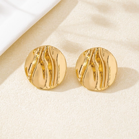 Geometrische Legierung Ohrstecker Texturiert Vergoldet Gerippt Sonnenform Minimalistische Retro Schmuck Für Frauen Chic