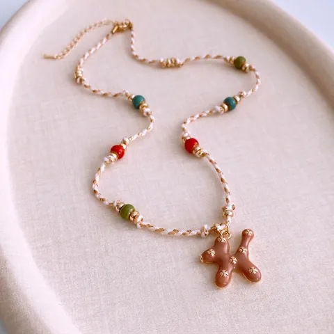 Collana Di Perline In Corda Di Cotone Fatta Mano Perline In Ceramica Colorata Ciondolo Cane Palloncino Gioielli Stile Pastorale