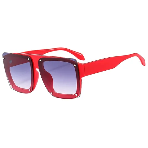 Oversized Square Sunglasses UV400 Protection PC Frame Metal Rivets Retro Fashion For Men And Women