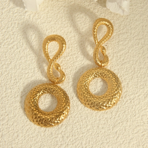 Vintage Snake Earrings Stainless Steel Gold Plated Retro Exotic Serpent Stud Jewelry For Women Gothic Enamel Gemstone