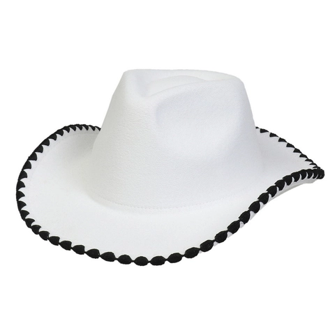 Retro Western Cowboy Hat Wide Brim Cotton Polyester Felt Jazz Hat With Decorative Contrast Edging Fashion Outdoor