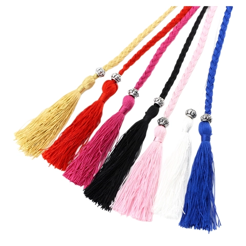 Donna Cintura In Corda Intrecciata Cotone Lino Catena In Vita Con Nappe E Perle Di Metallo Etnico Boho Annodato Accessorio Vestito