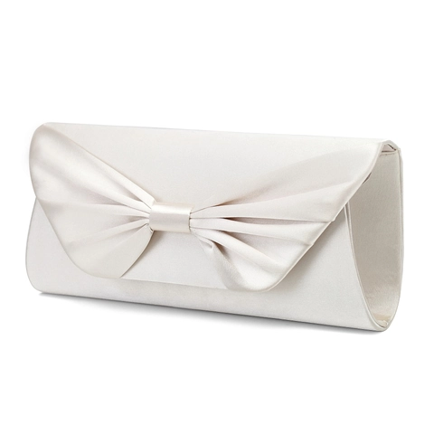 Elegante Bolso De Noche Satinado Para Mujer Cartera De Mano Con Gran Lazo Para Boda Fiesta Con Cadena Desmontable