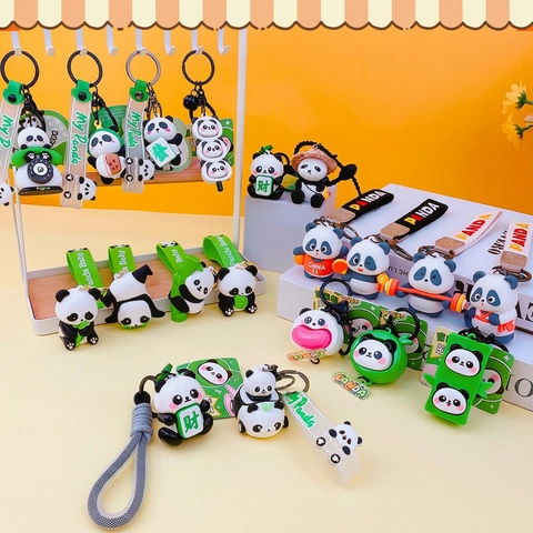 Cute Panda Keychain Cartoon Resin Animal Pendant For Backpack Car Keys Kawaii Stress Relief Fidget Gift For Kids And Couples