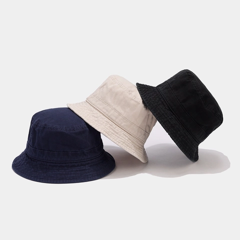 Bucket Hat Washed Cotton Canvas Small Brim Sun Protection Retro Casual Vintage Style For Men Women Solid Color