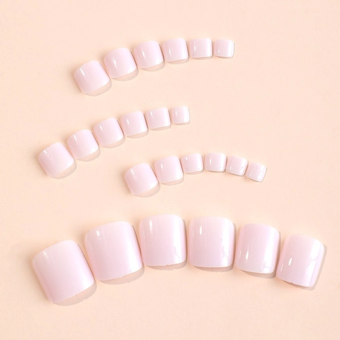 Glossy Nude Pink Zehennägel Zum Aufpressen ABS Full Cover Falsche Pediküre DIY Minimalistische Nagelkunst