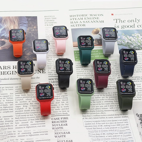 Orologio Digitale Sportivo per Studenti alla Moda Quadrante Rettangolare Luminoso Cinturino in Silicone Orologio Elettronico Casual per Corsa Scuola Ragazzi