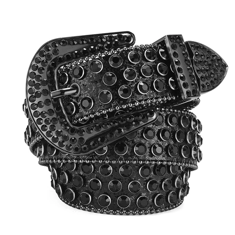 Rhinestone Riem Western Gesp Kunstleer Punk Y2K Glimmende Bezet Met Studs Taillebrand Voor Heren Dames