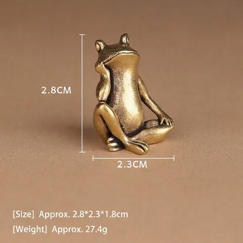 Figurita De Rana De Latón Antiguo Estatua De Animal De Metal Retro Adorno De Escritorio Creativo Artesanía De Té Para Decoración