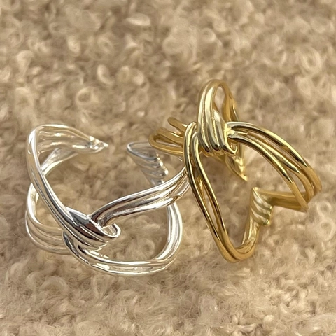 925 Sterling Silber Ring Mit Knotendesign Geometrisch Gewunden Verstellbar Minimalistischer Schmuck Für Damen