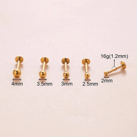 Roestvrijstalen Labret Piercing Studs Platte Achterkant Push Pin Kraakbeen Oorbellen Voor Lip Tragus Helix Body Jewelry