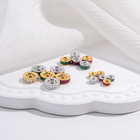 Perline Distanziatrici In Argento Sterling 925 Zirconia Cubica Scintillante Intarsiata Rondelle Perline Per Gioielli Fai Da Te
