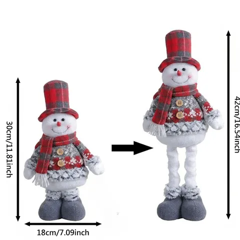Bambola Telescopica Natale Peluche Retrattile Babbo Natale Pupazzo Di Neve Renna Ornamento Scrivania Maglia Festivo