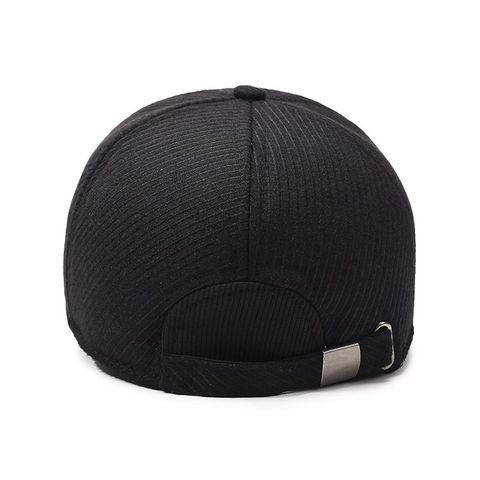 Men Winter Baseball Cap Woolen Polyester Warm Fleece Lined Windproof With Earmuffs Outdoor Sports Casual Peaked Hat