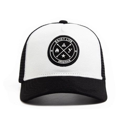 Berretto da Baseball in Camoscio e Rete Unisex Traspirante Protezione Solare Trucker Hat Con Patch Rotonda Regolabile Outdoor Sport