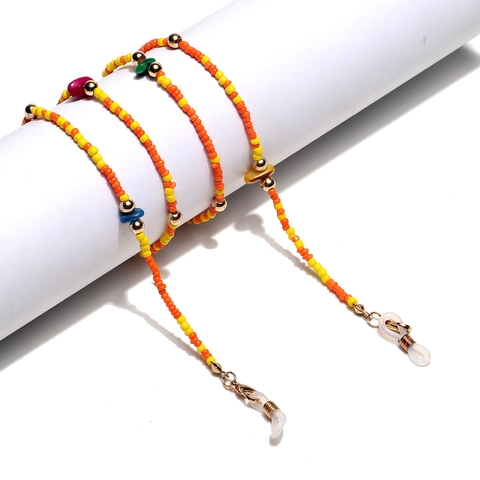 Colorful Beaded Glasses Chain Natural Stone Glass Seed Beads Anti-Slip Face Mask Lanyard Fashion Eyewear Strap Women